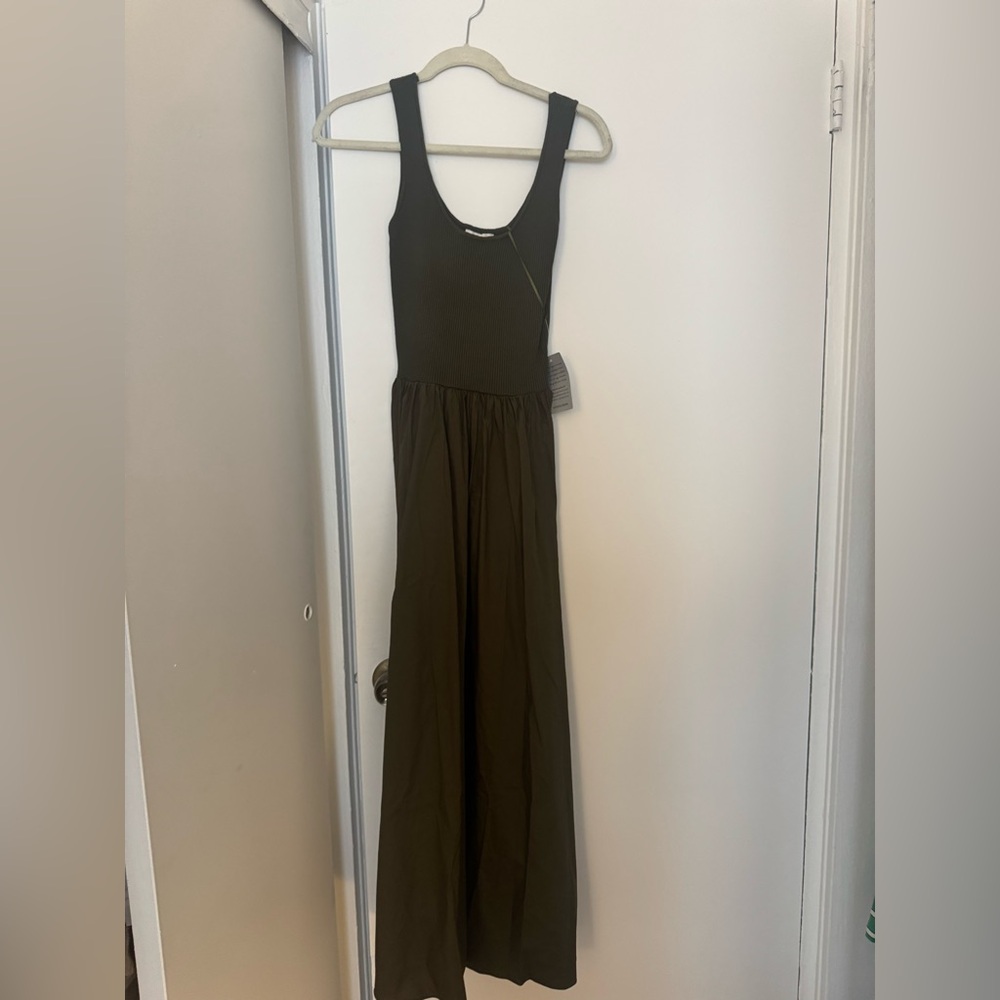 Moon River Olive Sleeveless Maxi Dress